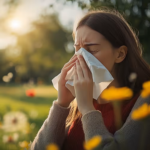 Person receiving IV therapy to relieve allergy symptoms, focusing on comfort and wellness in a calm setting.