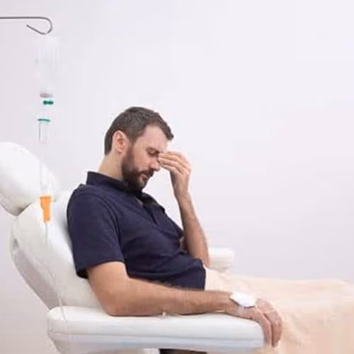 Guest relaxing during IV therapy