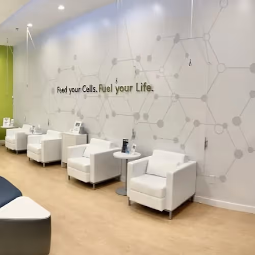 Spacious wellness lounge at St. Johns with comfortable seating and calming atmosphere.